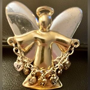 Vintage Unique Gold and Silver Angel Brooch and Charm with “GRANDMA” letters.